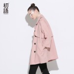 Toyouth Trench Coat 2017 Spring Women Coats Casual Turn-Down Collar Solid Color Three Quarter Sleeve Loose Coat