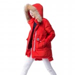 Toyouth Winter Coat Women 2017 Fur Hooded Collar Patchwork Medium-Long Pocket Zipper White Duck Down Fashion Coat