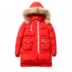 Toyouth Winter Coat Women 2017 Fur Hooded Collar Patchwork Medium-Long Pocket Zipper White Duck Down Fashion Coat