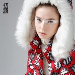 Toyouth Winter Duck Down Mid-Length Slim Hoodies Letter Printed Outerwear Fur Collar Fashion Coat