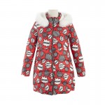 Toyouth Winter Duck Down Mid-Length Slim Hoodies Letter Printed Outerwear Fur Collar Fashion Coat