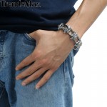 Trendsmax 18mm/22mm Boys Mens Friendship Chain Skulls Link Biker Motorcycle Link 316L Stainless Steel Bracelet HBM66