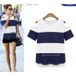 Tshirt Femme 2017 Summer New Arrivals Striped T-shirt Off Shoulder Plus Size XL-5XL Woman Tee Tops American Apparel Long Tees