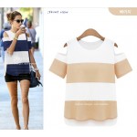 Tshirt Femme 2017 Summer New Arrivals Striped T-shirt Off Shoulder Plus Size XL-5XL Woman Tee Tops American Apparel Long Tees