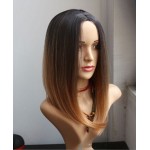 Two colour 2016 Two Tones Ombre Wig Medium Long Straight Synthetic Hair Wig for Black Women Perruque Peruk Afircan American Wigs