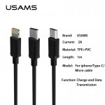USAMS Car Charger Max 2.1A Dual USB Port Mobile Phone Adapter Car-Charger for iPhone Samsung LG With Micro & Type C USB cable