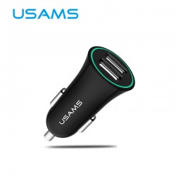 USAMS Car Charger Max 2.1A Dual USB Port Mobile Phone Adapter Car-Charger for iPhone Samsung LG With Micro & Type C USB cable
