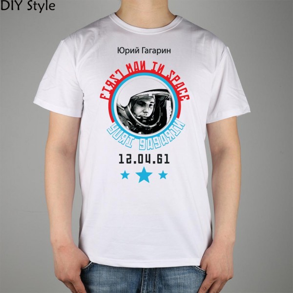 USSR CCCP Soviet cosmonaut Yuri Gagarin T-shirt Top Lycra Cotton Men T shirt New Design High Quality Digital Inkjet Printing