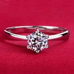 USTAR Classic Six Claw 1 Carat 6mm Zircon Wedding Rings for women Jewelry silver color Engagement rings female Anel Bijoux Brand