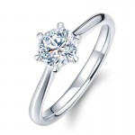 USTAR Classic Six Claw 1 Carat 6mm Zircon Wedding Rings for women Jewelry silver color Engagement rings female Anel Bijoux Brand