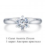 USTAR Classic Six Claw 1 Carat 6mm Zircon Wedding Rings for women Jewelry silver color Engagement rings female Anel Bijoux Brand