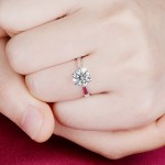 USTAR Classic Six Claw 1 Carat 6mm Zircon Wedding Rings for women Jewelry silver color Engagement rings female Anel Bijoux Brand