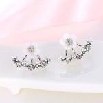 USTAR Flower Crystals Stud Earring for Women Rose gold color Double Sided Fashion Jewelry Earrings female Ear brincos Pending