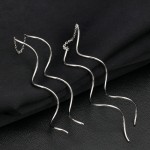 USTAR NEW Long wave drop earrings for women White gold color Fashion Jewelry Earrings female gift brincos Bijoux Top Quality