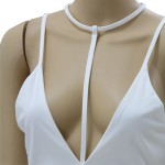 UZZDSS Elegant Halter White Bodycon Dress Women Sleeveless Deep V Neck Summer Sexy Club Mini Dress Evening Party Vestidos