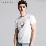 U&SHARK 2017 Mens Fashion Short Sleeve 3D Dog Printed T-shirts Funny Cartoon Tee Shirts Male Cotton O-Neck Popular Black Tops 
