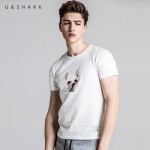 U&SHARK 2017 Mens Fashion Short Sleeve 3D Dog Printed T-shirts Funny Cartoon Tee Shirts Male Cotton O-Neck Popular Black Tops 