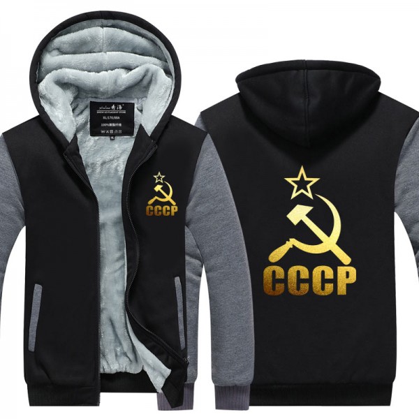 Unique CCCP Russian Hoodies Men USSR Soviet Union Men Hoodie Moscow Russia Men Tops Thicken Zipper Plus size