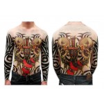 Unisex Demon Sword and Skulls Full Body Tattoo Shirt Long Sleeves For Men Free Shipping 2017 New Fashion Summer