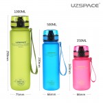 Uzspace Water Bottle Tritan Material My Sports Drink Plastic Bottle 350ml 500ml 650ml 1000ml Bpa Free