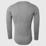 V Neck T-Shirt Men Long Sleeve T Shirt Male Solid Slim Fit Top Tees Cool Fashion Curved Hem