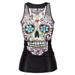 V9 Free Shipping Spring New 2015 Women t-shirt Floral Sugar Skull  Tops Adventure Time  HOT SALE