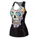 V9 Free Shipping Spring New 2015 Women t-shirt Floral Sugar Skull  Tops Adventure Time  HOT SALE