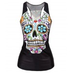 V9 Free Shipping Spring New 2015 Women t-shirt Floral Sugar Skull  Tops Adventure Time  HOT SALE