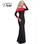 VB1020 New Boat Neck Lace Maxi Dress Long Sleeve Spring Autumn Dress Red , Pink , Army Green Floor Length Elegant Long Dress