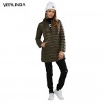 VESTLINDA 2016 Hot Sale Casual Coat Parkas for Women Winter Female Snow Warm Jacket Long Thin Duck Down Coat for Laides