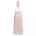 VESTLINDA 2017 Sexy Women Maxi Dress Sleeveless Halter Backless Lace-up Elegant Party Dress Chiffon Summer Beach Long Dress