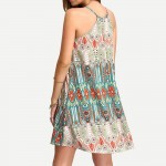 VESTLINDA 2017 Summer Women Bohemia Sleeveless Dress Floral Print Spaghetti Strap Mini Beach Dress Boho Hippie Vestidos Sundress
