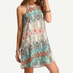 VESTLINDA 2017 Summer Women Bohemia Sleeveless Dress Floral Print Spaghetti Strap Mini Beach Dress Boho Hippie Vestidos Sundress