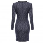 VESTLINDA Sexy Club Dress Fall Women Dress Plunging Neck Long Sleeve Sheath Bodycon Dress Casual Solid Slim Ladies Midi Dresses
