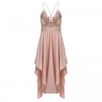 VESTLINDA Sexy Club Dress Women Summer Dresses Spaghetti Strap Sequins V Neck Backless Vestido De Festa Asymmetrical Maxi Dress