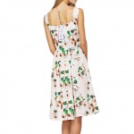 VESTLINDA Spring Vintage Floral Print Women Dress Ladies Square Collar Sleeveless A-Line Party Dress Elegant Dresses vestido