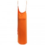 VESTLINDA Summer Beach Vestidos Sexy Color Spaghetti Strap Skinny Backless Club Dress Ladies V Neck Slit Dresses Femme Sundress