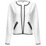 VESTLINDA Women Jacket Cardigan O Neck Long Sleeve Zippers Design Slim Jacket Elegant Jackets Ladies Solid Cotton Short Coat