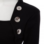 VESTLINDA Women T Shirt Tops Fall Tee Shirt Buttons Long Sleeve Ladies Shirts Knitted Femme Blusas Women Plus Size Black T-Shirt