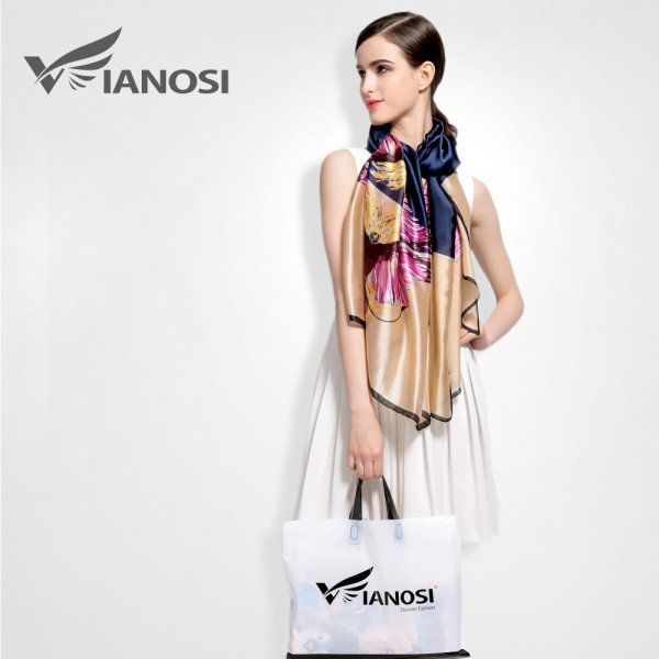 [VIANOSI] 2016 Fashion bandana Luxury Scarve Woman Brand Silk Scarf Women Shawl High Quality Print hijab VA018