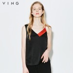 VING Funny Tanks 2017 Summer Wommen Chiffon Contrast Color Sling Tank