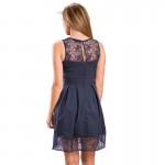 VITIANA Brand Women's 2017 Summer A-Line Party Dress Sleeveless O Neck Lace Patchwork Above Knee Mini Casual Dresses Vestidos 