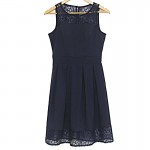 VITIANA Brand Women's 2017 Summer A-Line Party Dress Sleeveless O Neck Lace Patchwork Above Knee Mini Casual Dresses Vestidos 