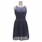 VITIANA Brand Women's 2017 Summer A-Line Party Dress Sleeveless O Neck Lace Patchwork Above Knee Mini Casual Dresses Vestidos 