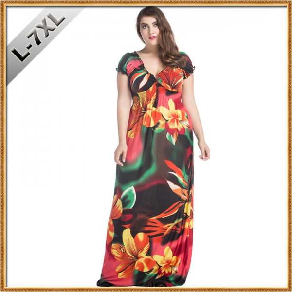 VITIANA Brand Womens Spring Elegant Clothing Bohemian V Neck Flower Print Maxi Long Party Casual Dress Plus Size 5XL 6XL