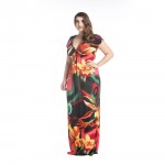 VITIANA Brand Womens Spring Elegant Clothing Bohemian V Neck Flower Print Maxi Long Party Casual Dress Plus Size 5XL 6XL