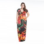 VITIANA Brand Womens Spring Elegant Clothing Bohemian V Neck Flower Print Maxi Long Party Casual Dress Plus Size 5XL 6XL