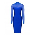 VITIANA Women Long Sleeve Bodycon Pencil Dress 2017 Autumn Winter Black Blue See Through Slim Sexy Club Casual Party Dresses