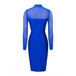 VITIANA Women Long Sleeve Bodycon Pencil Dress 2017 Autumn Winter Black Blue See Through Slim Sexy Club Casual Party Dresses
