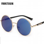 VWKTUUN Oversized Retro Round Sunglasses Women Brand Designer Vintage Sun Glasses Female Eyewear Steampunk Mirror Oculos De Sol 